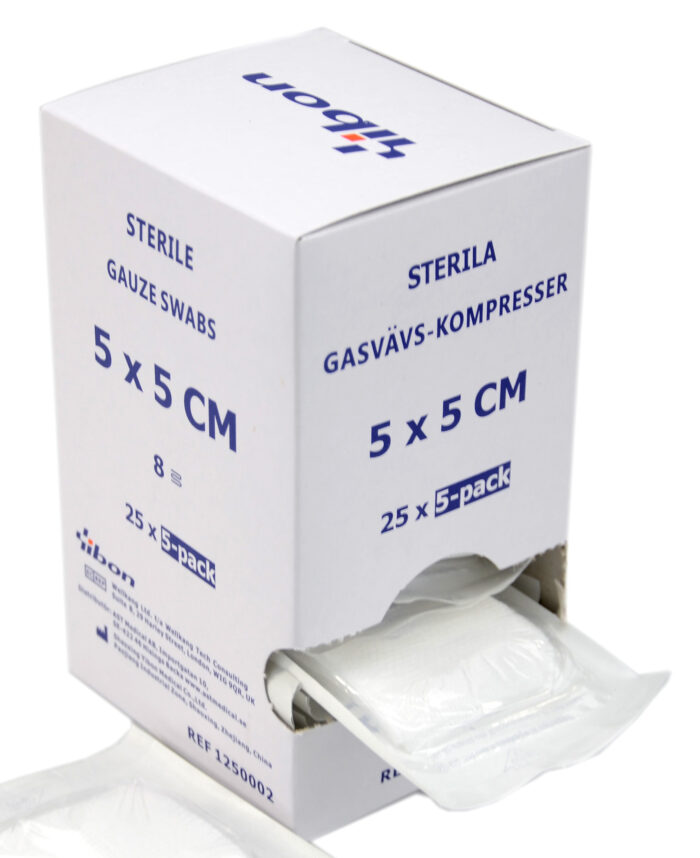 Kompress gasväv 8-lagers 5-pack 5x5cm / Steril